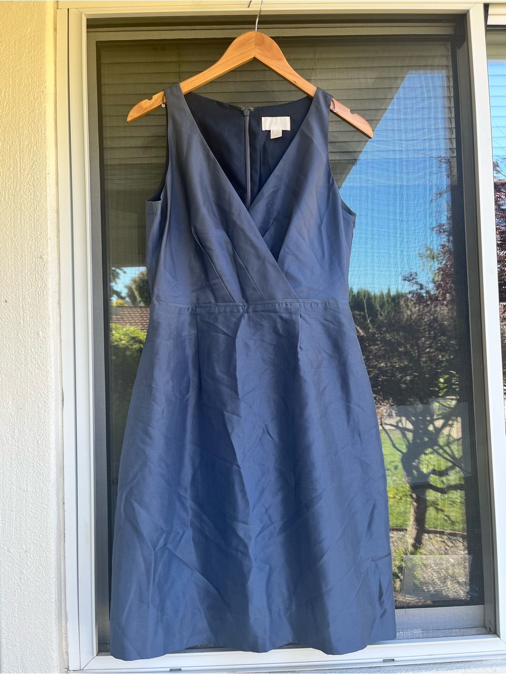 J. Crew Sleeveless Navy Midi Wrap-Style Dress